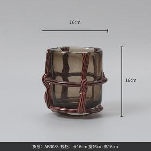 博西家居创意直筒高级感玻璃花瓶现代简约轻奢高级感插干花摆件