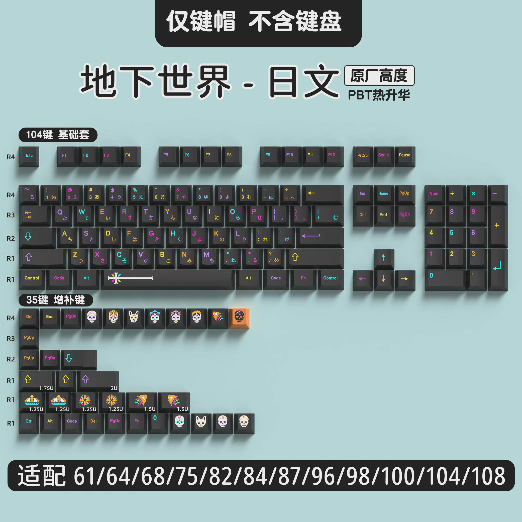 UNDERGROUND WORLD 키캡 원래 높이 PBT 5면 승화 GMK 기계식 키보드에 적합