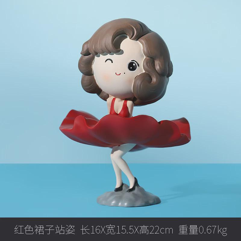 北欧可爱人物雕塑仿真树脂大头客厅卧室玄关装饰品可爱工艺品人偶