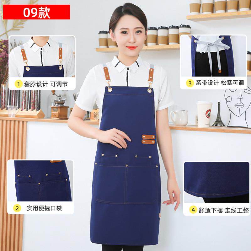 加厚涤棉帆布围裙定制咖啡店餐饮店奶茶店围裙印字防水帆布