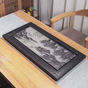 乌金石茶盘套装整块家用黑金石茶盘功夫茶具茶海乌金石茶盘茶台