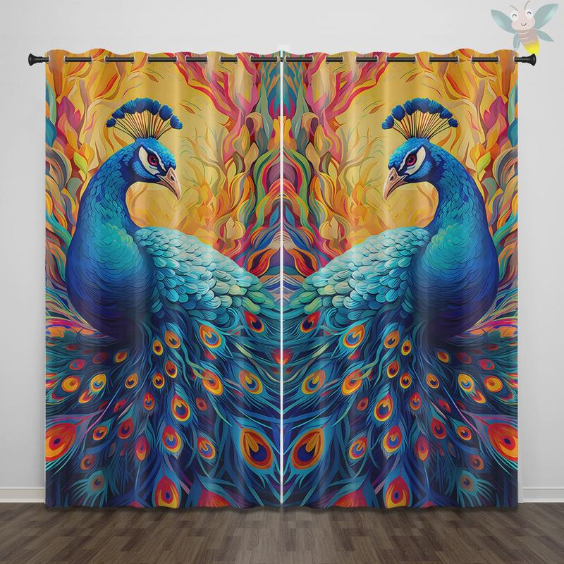 新品孔雀系列窗帘家居装饰客厅飘窗卧室遮光布窗帘帷幔