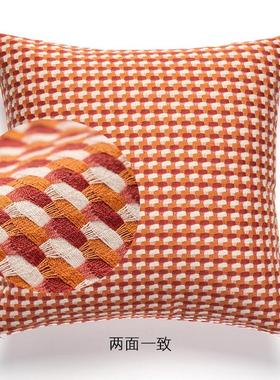 36n感南瓜色轻奢抱枕橙色沙发客厅靠枕床头靠垫复古蒲团飘窗