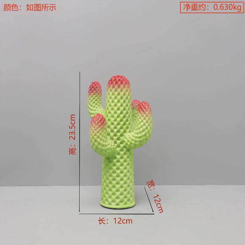 北欧创意彩色仙人掌树脂摆件酒店玄关客厅卧室样板房软装家居饰品
