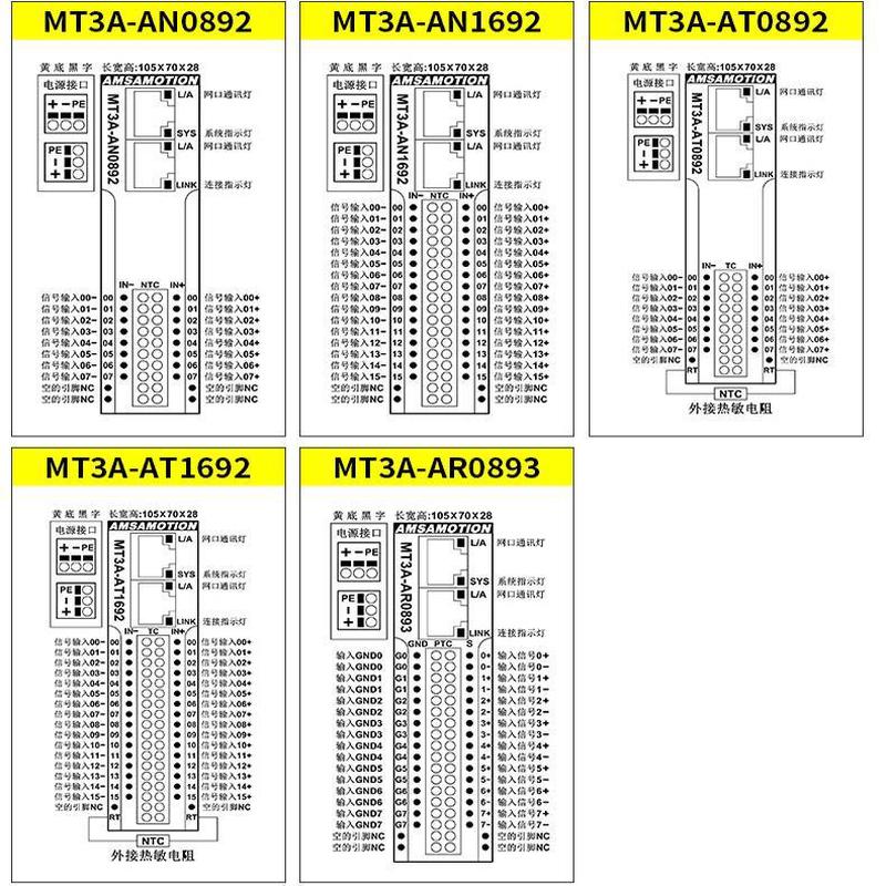 艾莫迅MODBUSTCP一体式远程I/O模块数字量模拟量温度模块MT3A系列