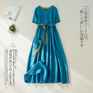 高级感民族风捡漏夏季新款文艺显瘦子腰带过膝