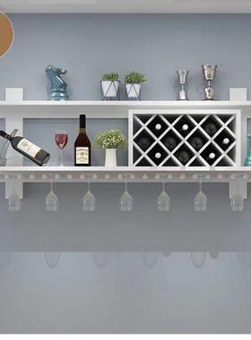 现代酒柜创意酒柜酒架墙上置物架菱形酒格餐厅实木壁挂美式红酒架