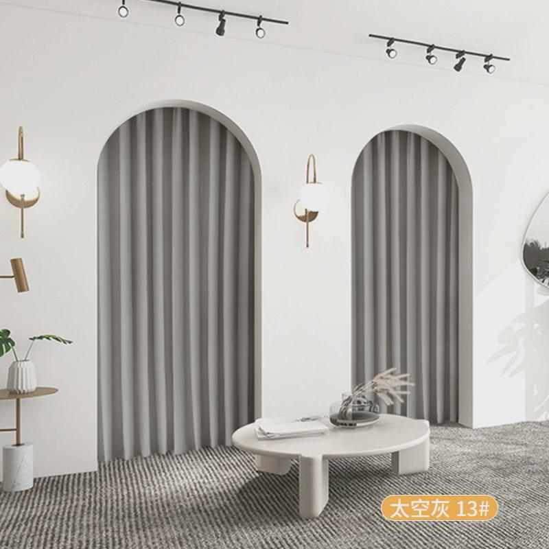 门帘隔断帘加厚免打孔雪尼尔人字纹伸缩杆一整套试衣间遮挡布帘子