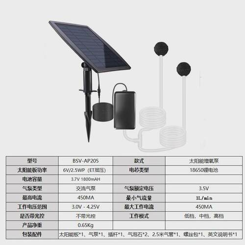 太阳能增氧泵小型蓄电便携式气泵大气量防水小鱼池增氧泵带户外款