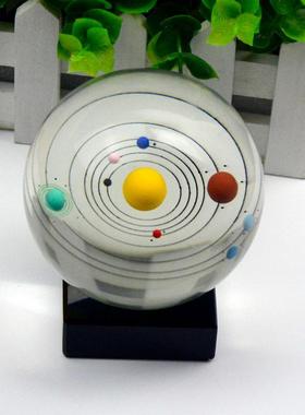 3D太阳系水晶奖杯彩色九大八大行星摆件银河系天体星球创意礼物