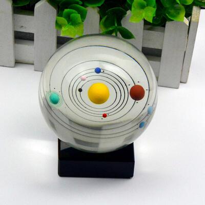 3D太阳系水晶奖杯彩色九大八大行星摆件银河系天体星球创意礼物