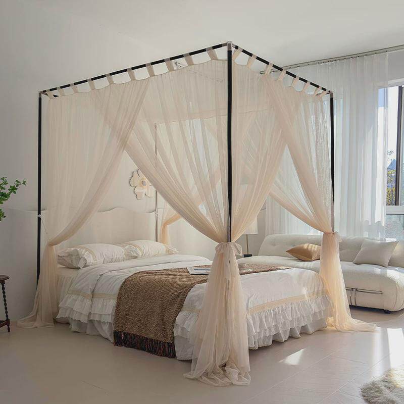 三开门蚊帐家用2024年新款卧室加粗老式纹账免安装支架杆落地加厚