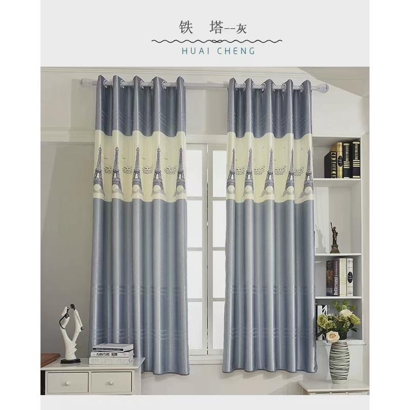 43n窗帘成品小短帘飘窗新款卧室客厅租房遮光布挂钩全遮光透光柯