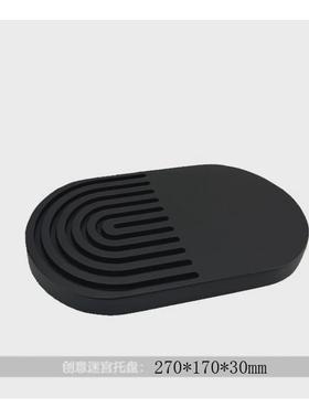 北欧树脂/大理石凹凸托盘果盘金属球摆件欧式会所玄关样板房餐盘