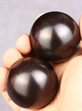 乌木紫光檀手球红木锻炼老人檀木手把件手转球手球无漆