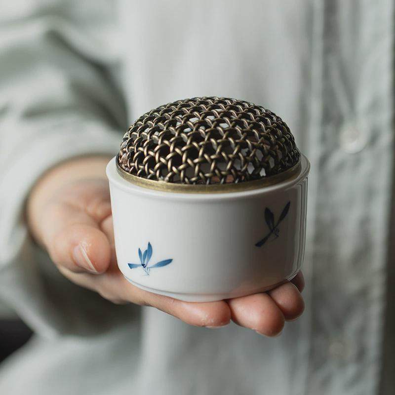 手绘蝴蝶兰茶道室内沉香熏香炉陶瓷檀香炉摆件盘香焚香炉家用香插,家居饰品,香薰炉,淘宝优惠券,粉丝福利购,淘宝优惠卷