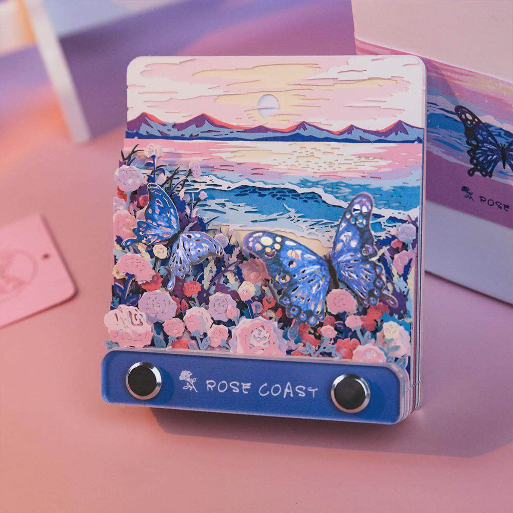 新款蝴蝶3d立体刻本可撕创意文创纸砖玫瑰海岸镂空雕便签本,文具电教/文化用品/商务用品,笔记本/记事本,淘宝优惠券,粉丝福利购,淘宝优惠卷