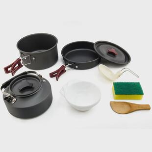 widesea野营户锅2-3人便携式带茶壶套外锅野炊徒步登山露营锅具