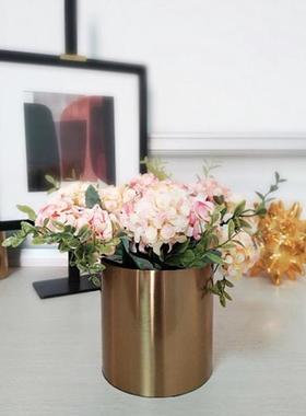 轻奢ins风样板房客厅卧室电视柜酒柜花器摆件电镀金色金属花瓶