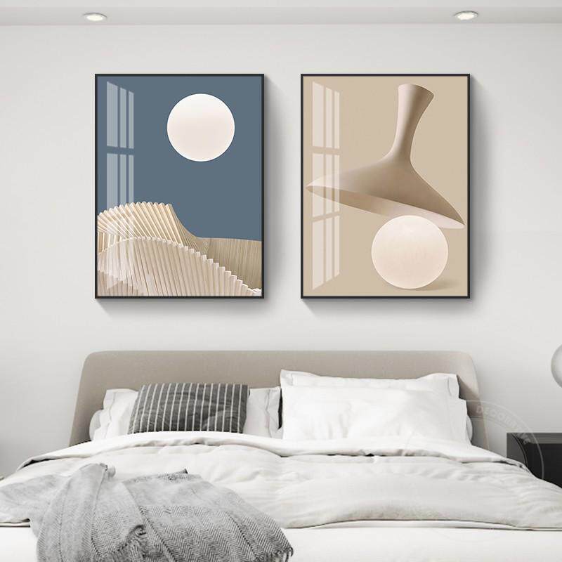 卧室床头装饰画抽象轻奢简约现代主卧房间背景墙挂画壁画温馨两联