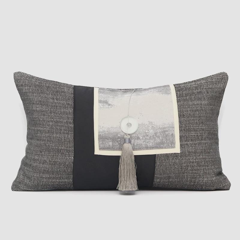 现代简约新中式轻奢工艺款沙发抱枕靠垫套样板房设计师腰靠枕靠包