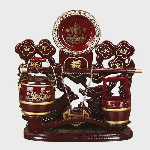 结婚子孙桶三件套装称心如意摆件备婚庆用品大全新娘陪嫁娘家嫁妆