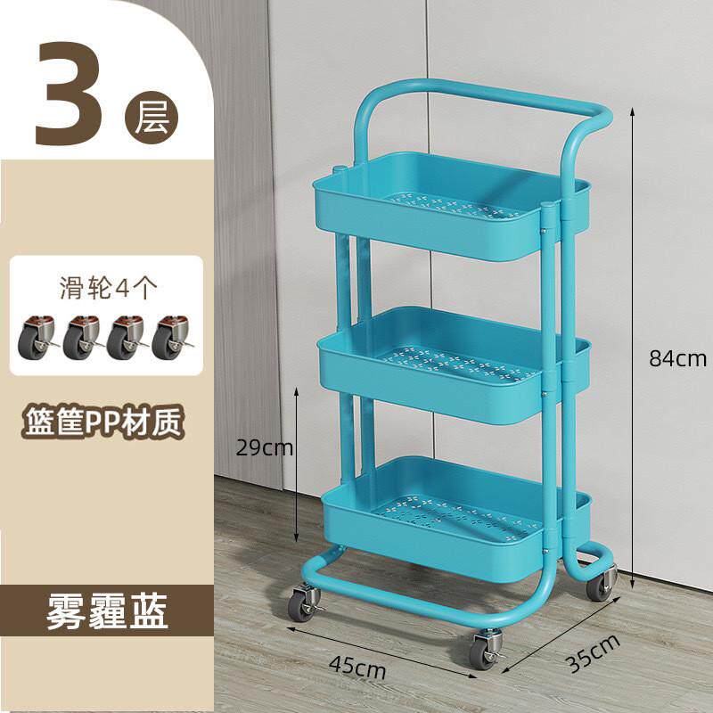 北欧可移动小推车厨房置物架宿舍书架落地多层卧室学生零食收纳架详情13