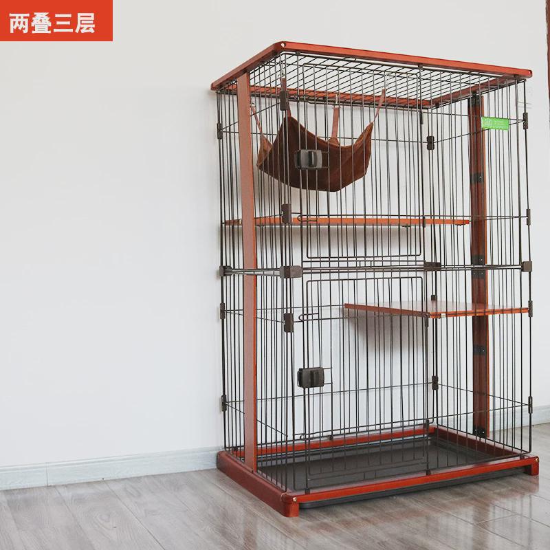 风宠新品木质底座带轮简约木质猫别墅狗笼子大型猫咪四层猫窝