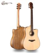吉他生产厂家40 41寸定制缺角云杉胡桃木面单吉他单板民谣吉他oem