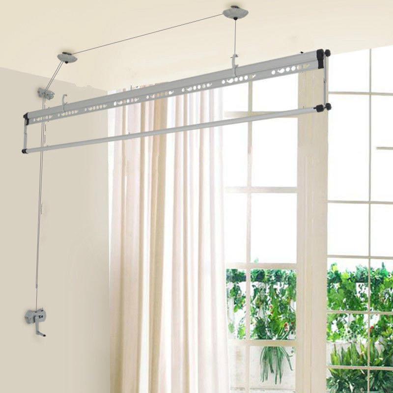 阳台晾衣架升降手摇单杆式手动晾衣架上下杆手摇铝合金晾衣架批发