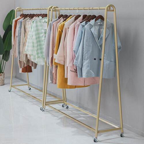 服装店展示架落地式龙门货架中岛挂衣架水管可移动带滑轮子挂衣杆