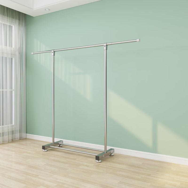 晾衣架落地双杆式不锈钢家用移动折叠衣架室内落地衣架晾挂衣架