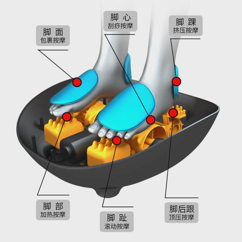 全自动足疗机足部按摩器气囊包裹脚底滚轮家用多功能加热美足宝