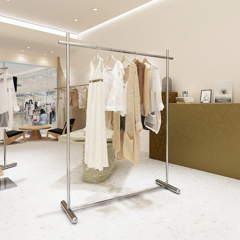服装店展示架不锈钢落地式女装店家用挂衣架移动中岛陈列衣服货架