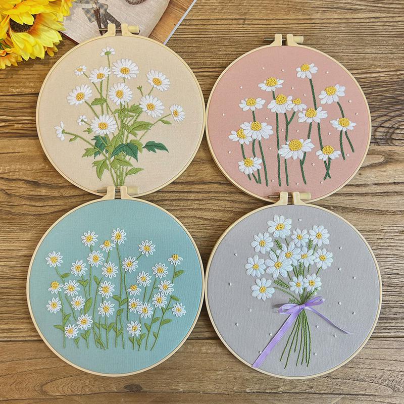 小雏菊清新挂画手工刺绣diy材料包鲁绣客厅装饰画欧式英文花草画图片