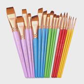 出口高品质尼龙毛木杆18支套彩色画笔水粉笔彩绘笔刷面部彩绘