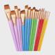 出口高品质尼龙彩绘画笔18支套彩色木杆水粉笔毛笔刷面部彩绘