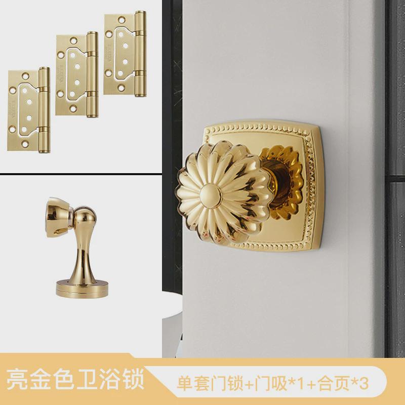 bagb锌合金古铜金色美式南瓜锁卫生间双开门门锁玻璃极简美式门锁
