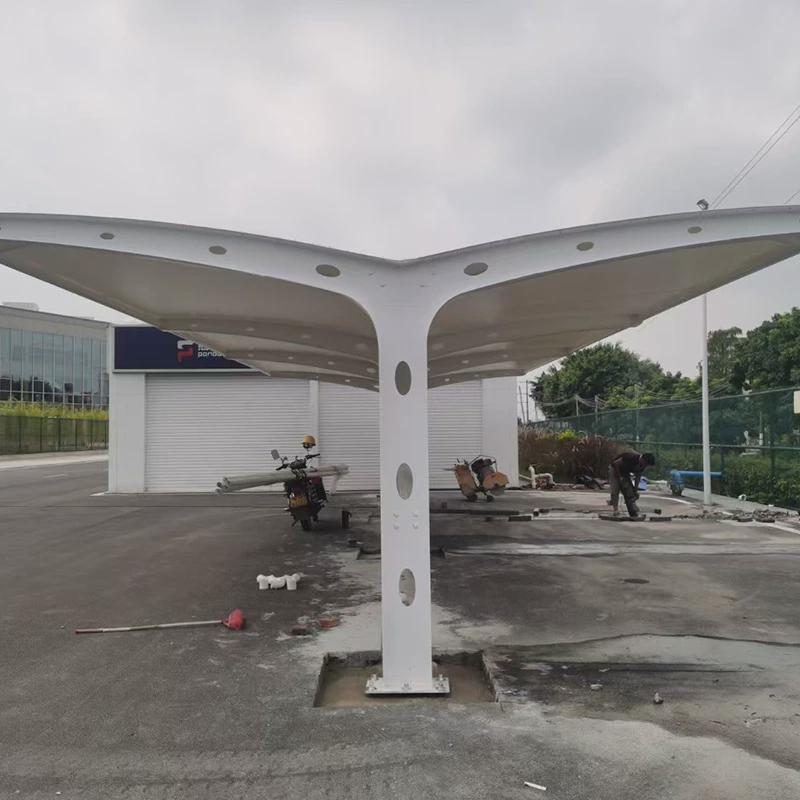 膜结构7字停车棚测量汽车棚膜结构遮阳棚雨棚可定制安装