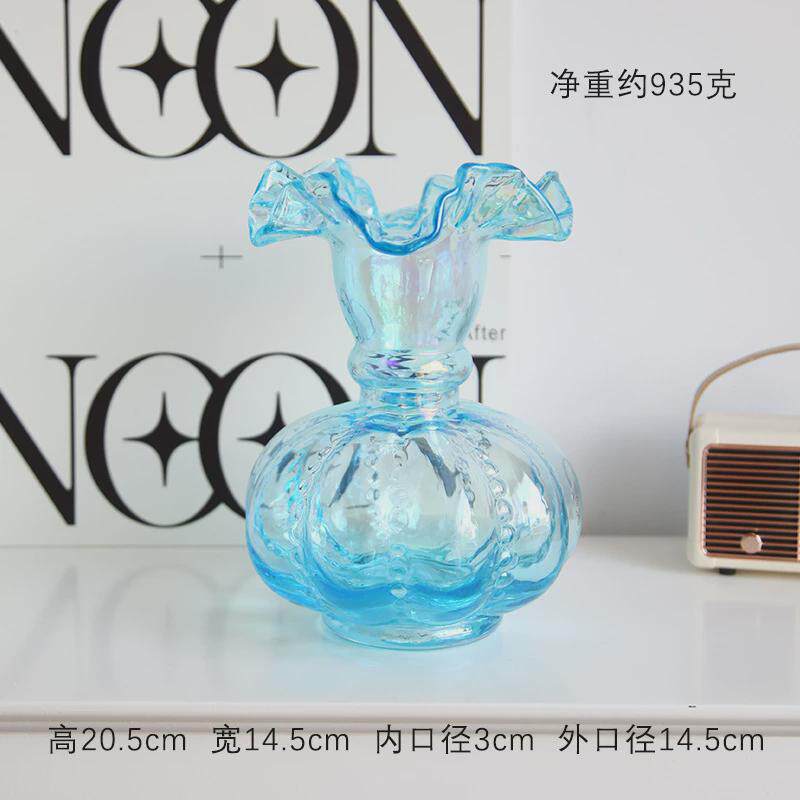 新品中古风彩虹色芬顿风法式南瓜珠花瓶手工琉璃玻璃家插花器摆件