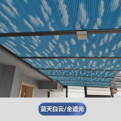 ll厂家阳光房遮阳顶帘电动手动隔热天棚防水屋顶玻璃房蜂巢帘星空