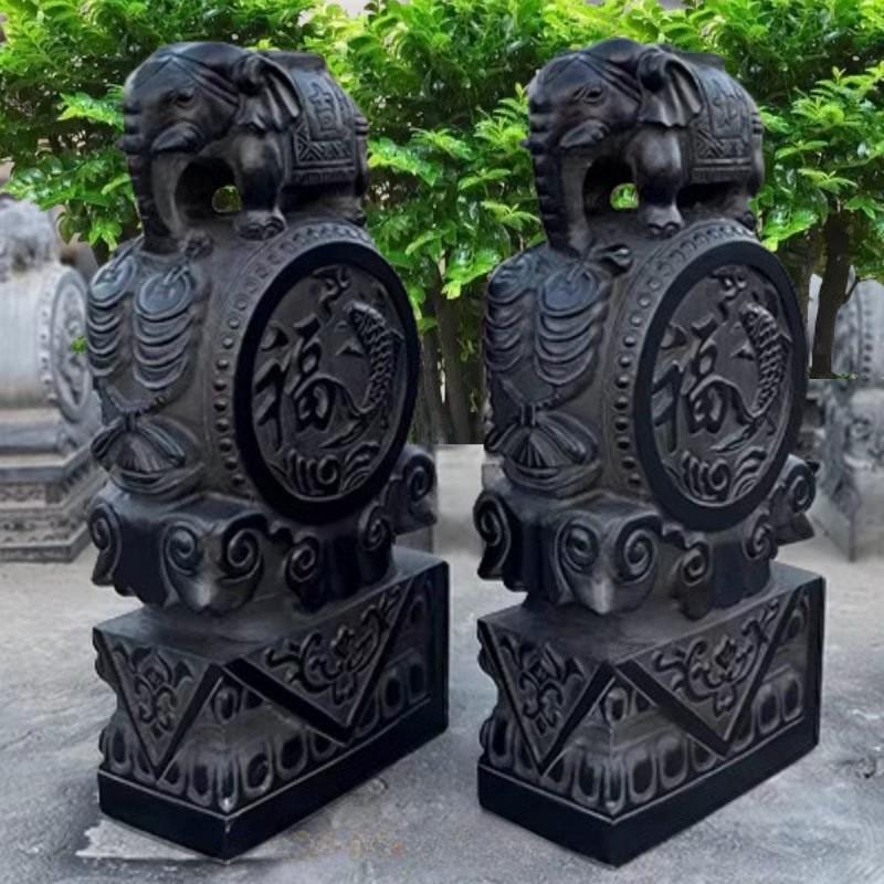 门墩石抱鼓石青石制作门口摆放一对又称圆鼓石墩门当石鼓