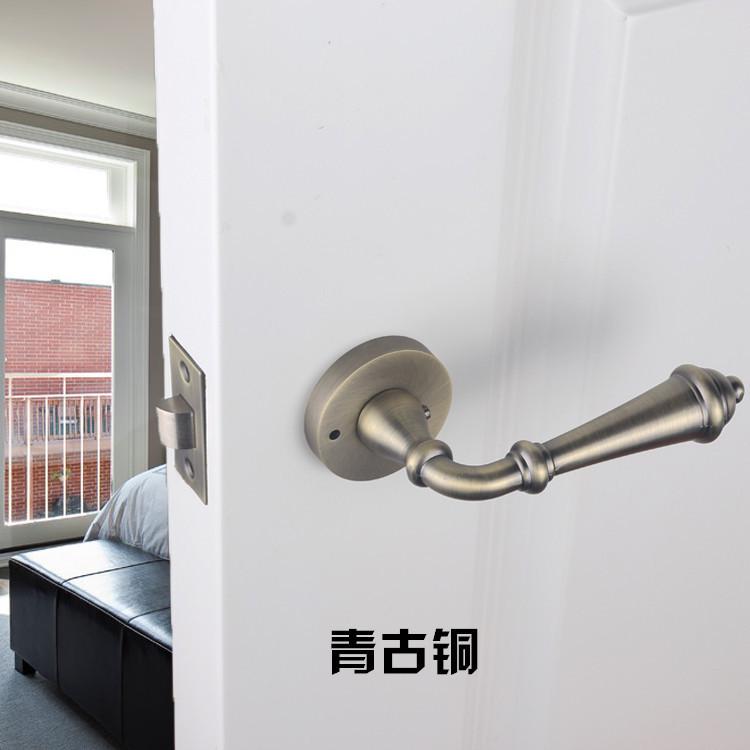 浴室通道锁保险简约室内房门把手简欧式卧室门锁锁金色黑色门锁
