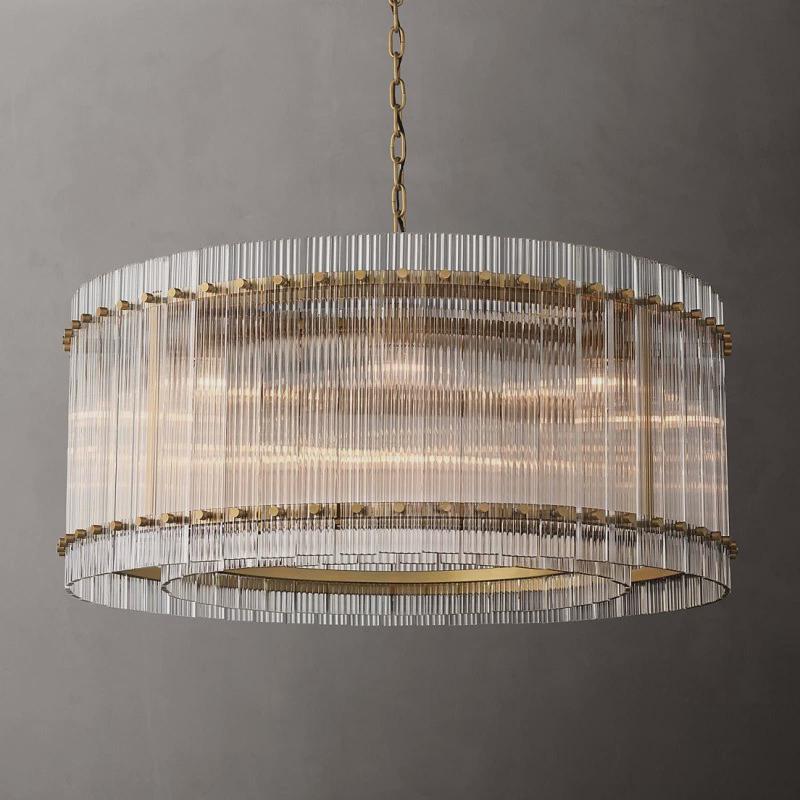 美式乡村复古rh后别墅客厅圆形大厅楼梯具餐厅轻奢水晶吊灯创意