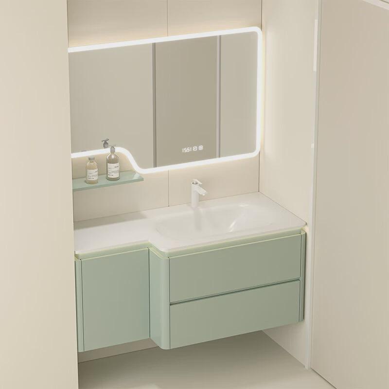 现代简约可丽耐一体盆极窄大肚半卡盆卫生间浴室柜组合洗漱台厂家