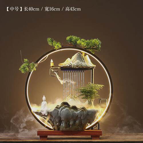 创意客厅玄关办公室桌面新家招财生财摆件喷泉乔迁流水居开业礼品