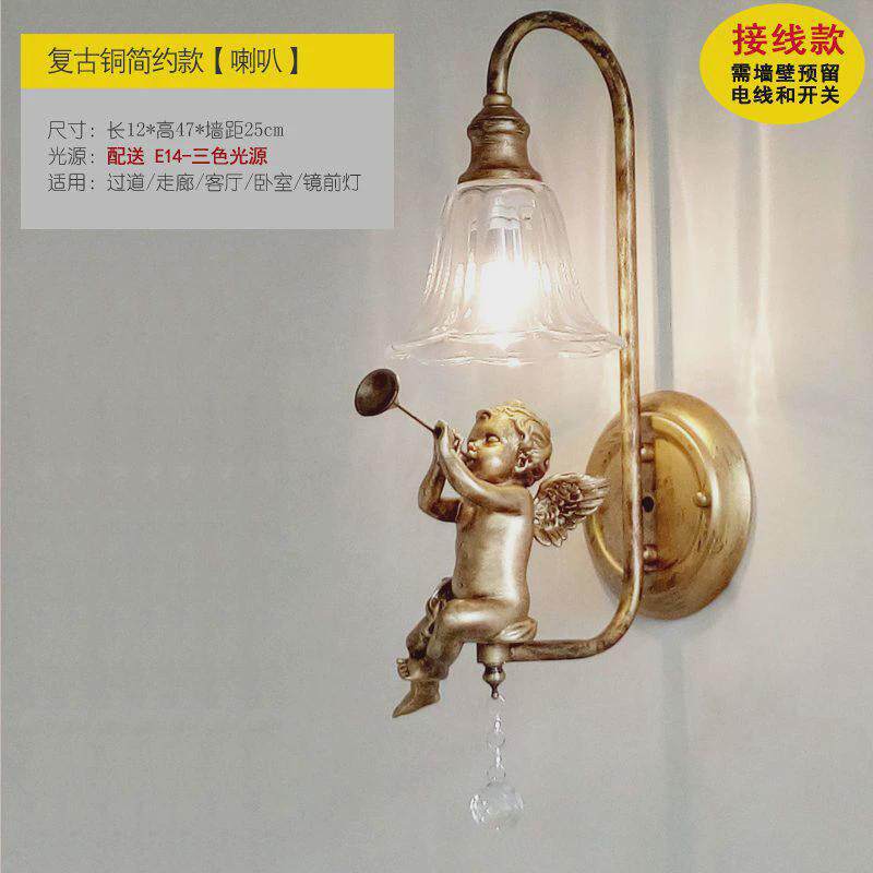 ms天使壁灯免布线阳台卧室床头灯客厅过道走廊充电墙灯网红法式壁