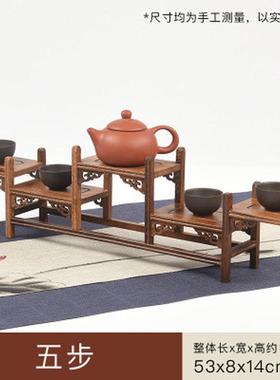 新中式红木鸡翅木工艺品博古架古典家庭收纳置物摆件