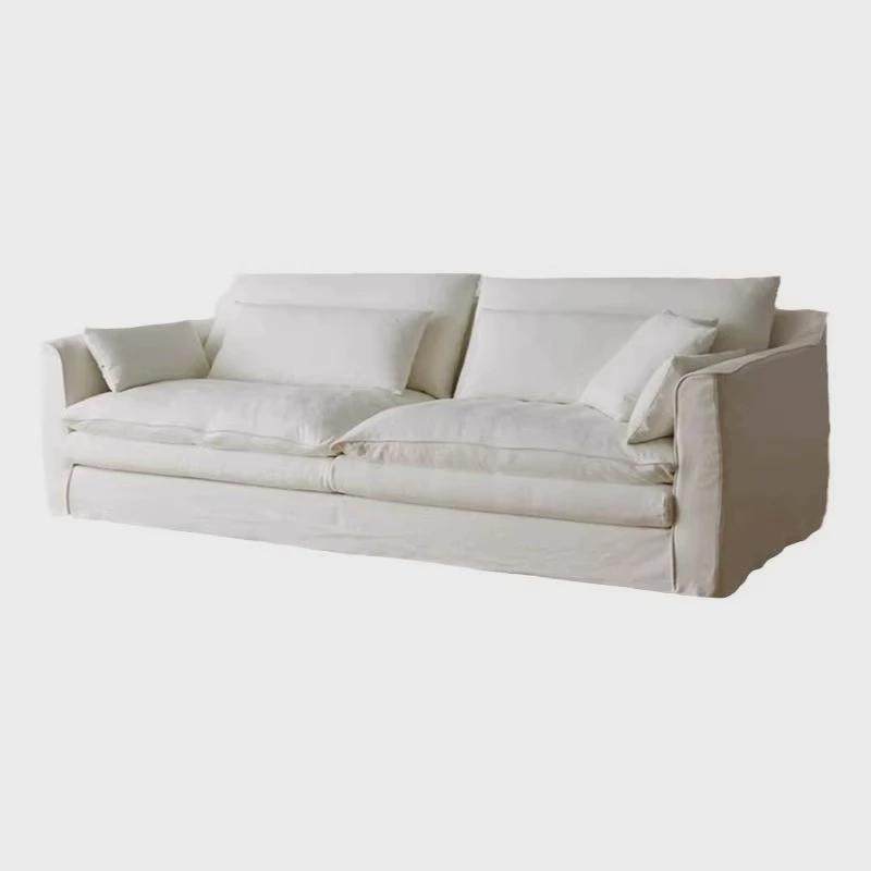 侘寂风亚麻布艺沙发现代可全拆洗法式奶油风超宽坐深羽绒怀抱沙发,住宅家具,布艺沙发,淘宝优惠券,粉丝福利购,淘宝优惠卷