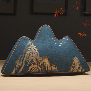 靠山靠枕中式异形抱枕客厅沙发座椅靠垫高档中国风山形腰枕靠背垫